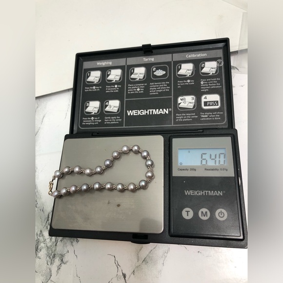 14K Gold Clasp & Spacer Beads Fresh Water Pearl Beaded Bracelet 7 in - Picture 9 of 10